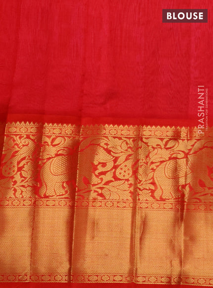Kuppadam silk cotton saree candy pink and red with allover zari checked pattern and long zari woven border
