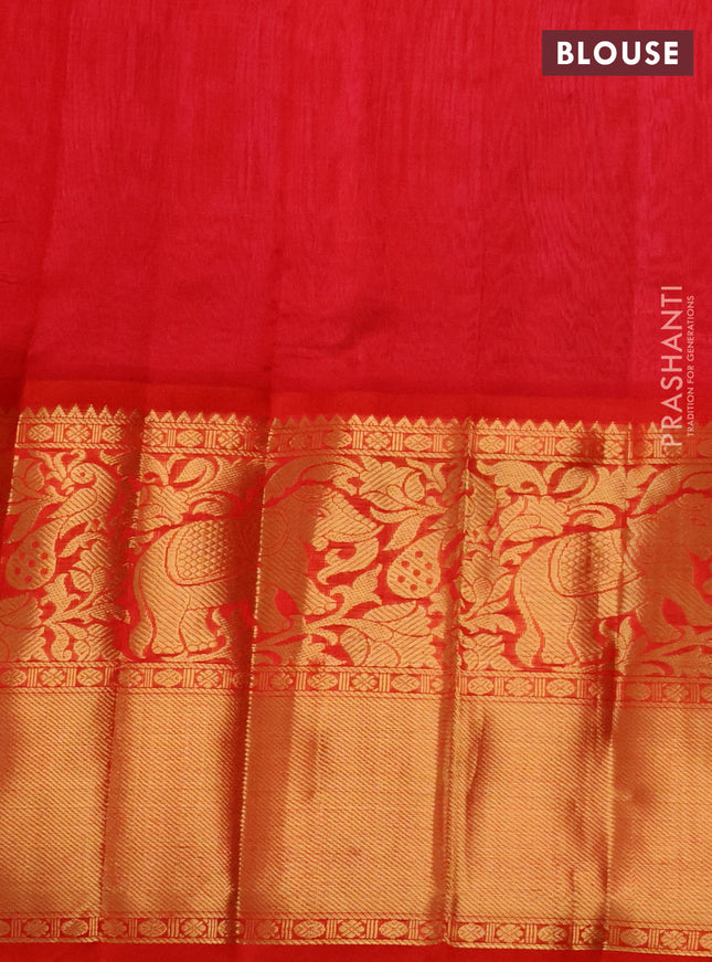 Kuppadam silk cotton saree candy pink and red with allover zari checked pattern and long zari woven border