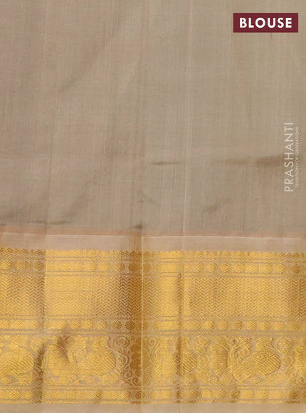 Kuppadam silk cotton saree green and sandal with zari woven buttas and long zari woven border