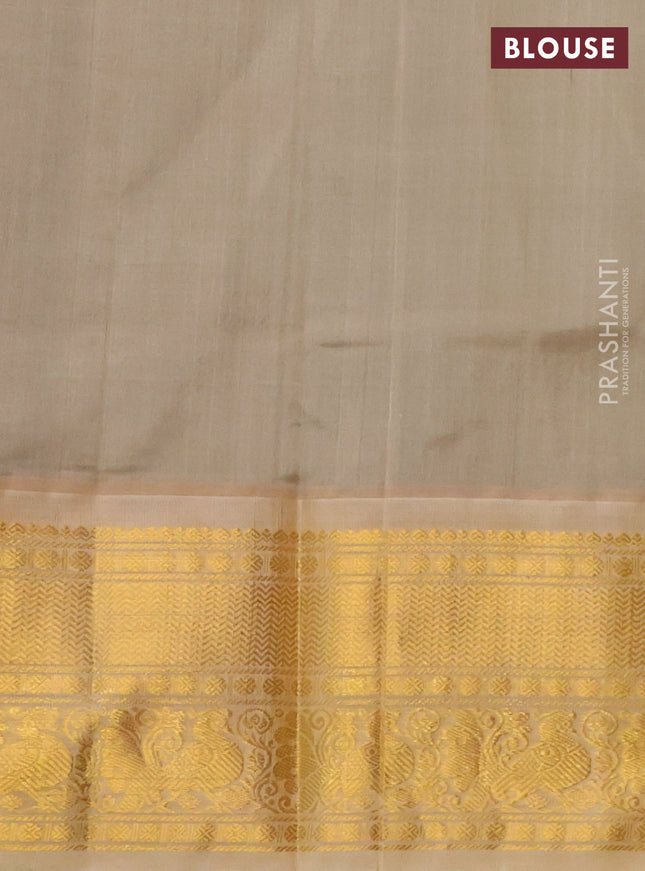 Kuppadam silk cotton saree green and sandal with zari woven buttas and long zari woven border