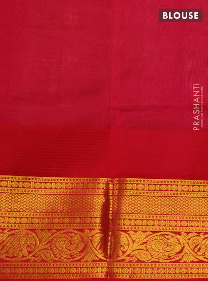 Kuppadam silk cotton saree beige and reddish pink with zari woven buttas and temple design zari woven border