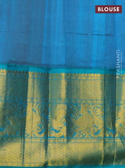 Kuppadam silk cotton saree red and teal blue with zari woven buttas and long annam zari woven border