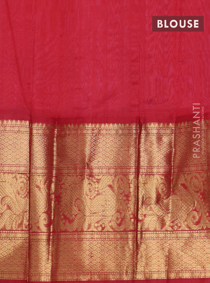 Kuppadam silk cotton saree candy pink and red with zari woven buttas and long annam zari woven border