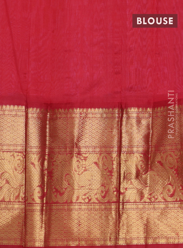 Kuppadam silk cotton saree candy pink and red with zari woven buttas and long annam zari woven border