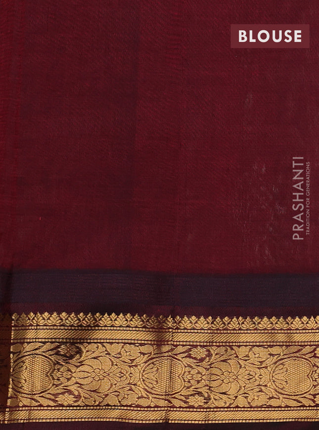 Kuppadam silk cotton saree pista green and deep maroon with allover vairosi pattern & buttas and temple design zari woven border