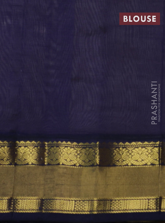 Kuppadam silk cotton saree sandal and dark blue with zari woven paisley buttas and zari woven border