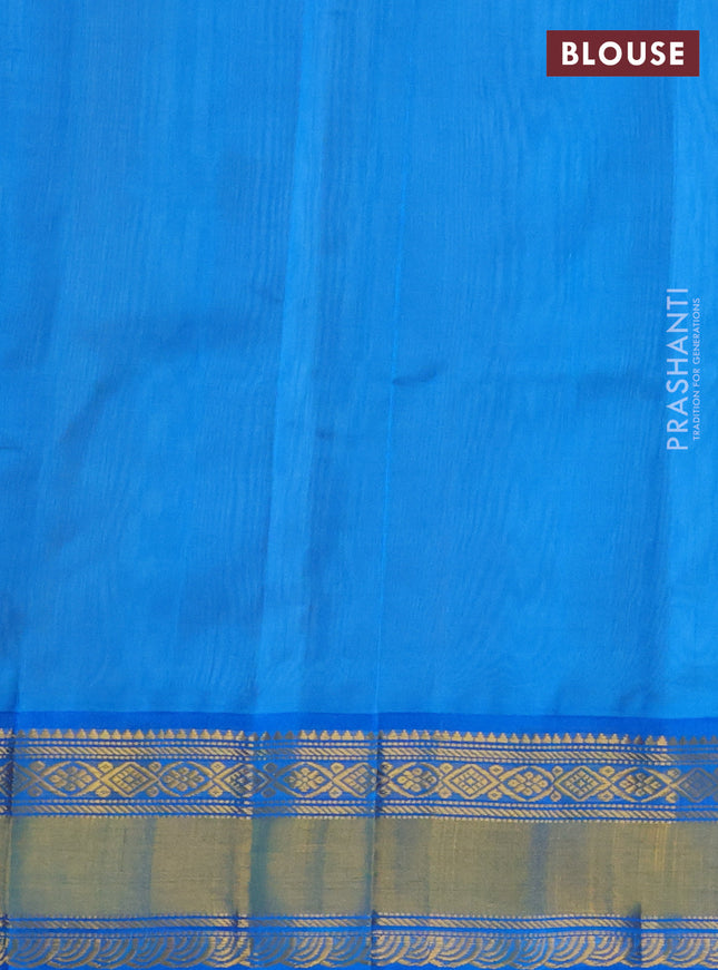 Kuppadam silk cotton saree sandal and cs blue with zari woven buttas and zari woven border