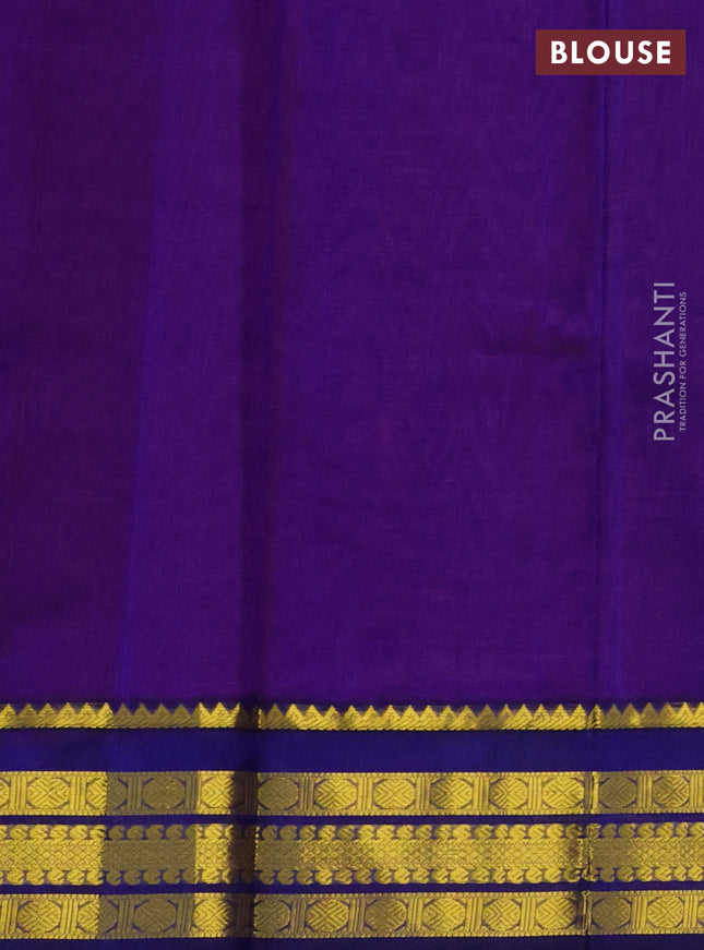 Kuppadam silk cotton saree pink and blue with plain body and zari woven border