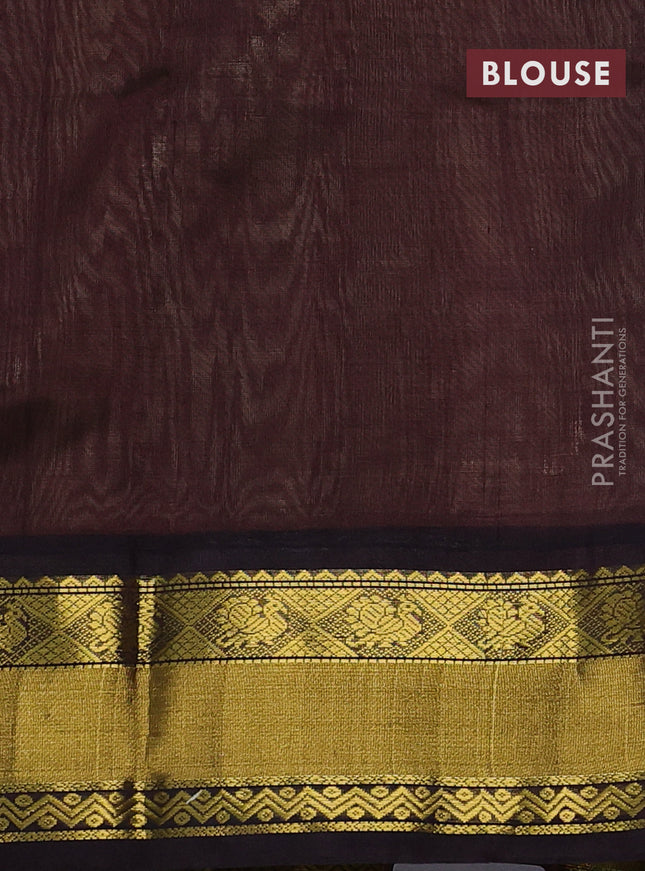 Kuppadam silk cotton saree sandal and coffee brown with annam zari woven buttas and zari woven border