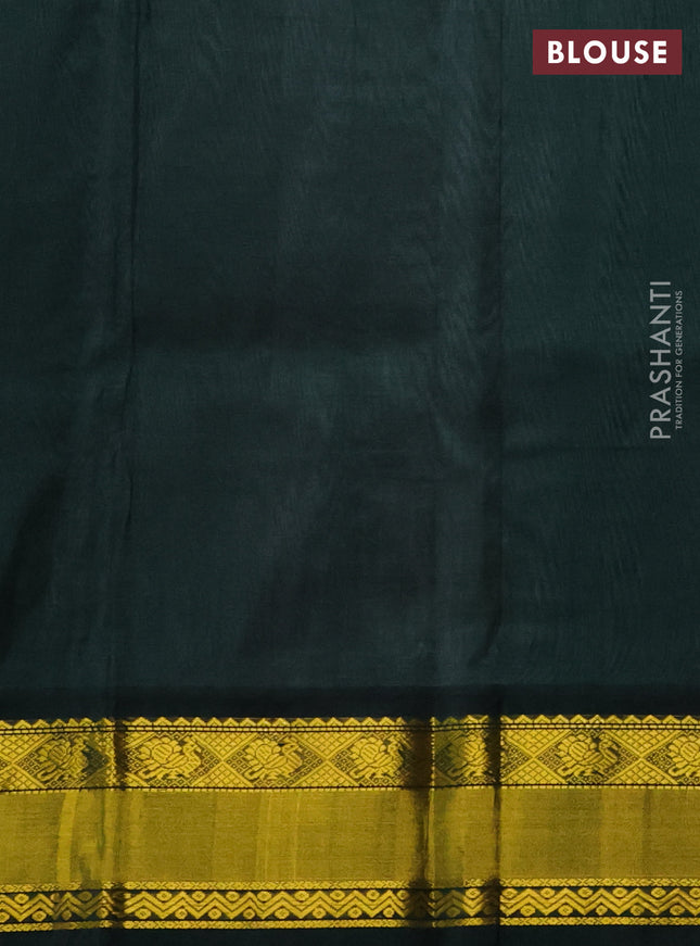 Kuppadam silk cotton saree grey and bottle green with annam zari woven buttas and zari woven border