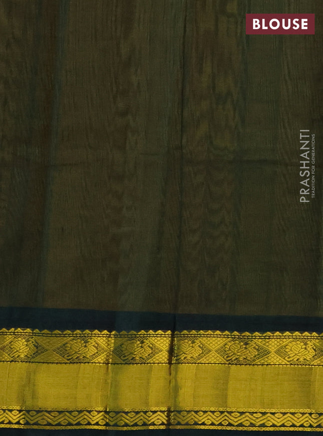 Kuppadam silk cotton saree yellow and bottle green with annam zari woven buttas and zari woven border