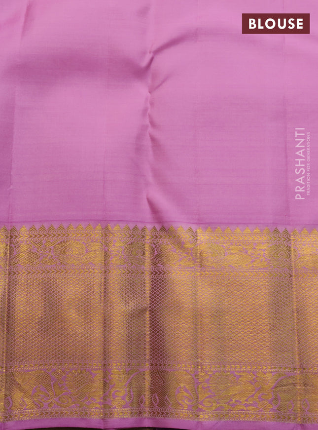 Pure kanchipuram silk saree green and light pink with allover zari woven brocade weaves and zari woven border