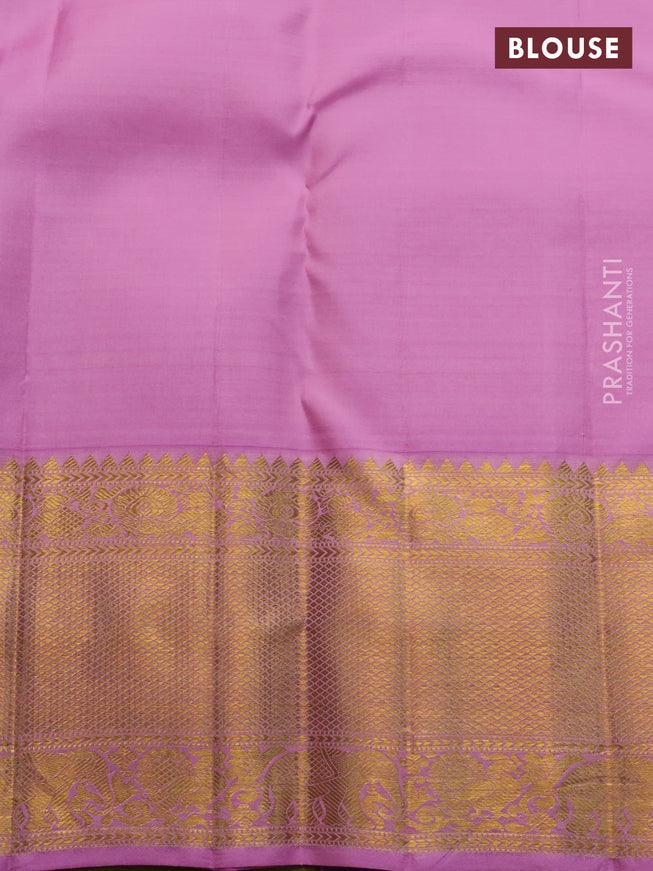 Pure kanchipuram silk saree green and light pink with allover zari woven brocade weaves and zari woven border