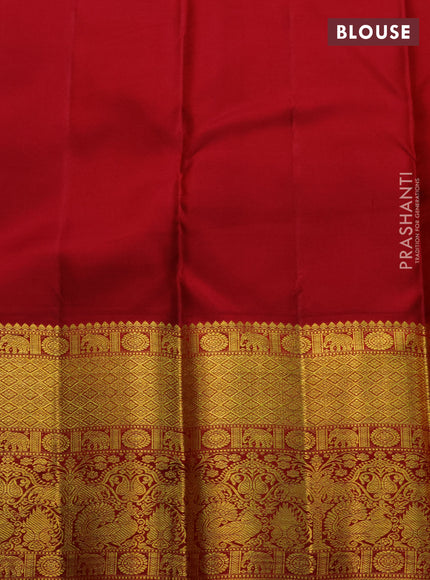 Pure kanchipuram silk saree peach pink and maroon with allover zari woven brocade weaves and zari woven border