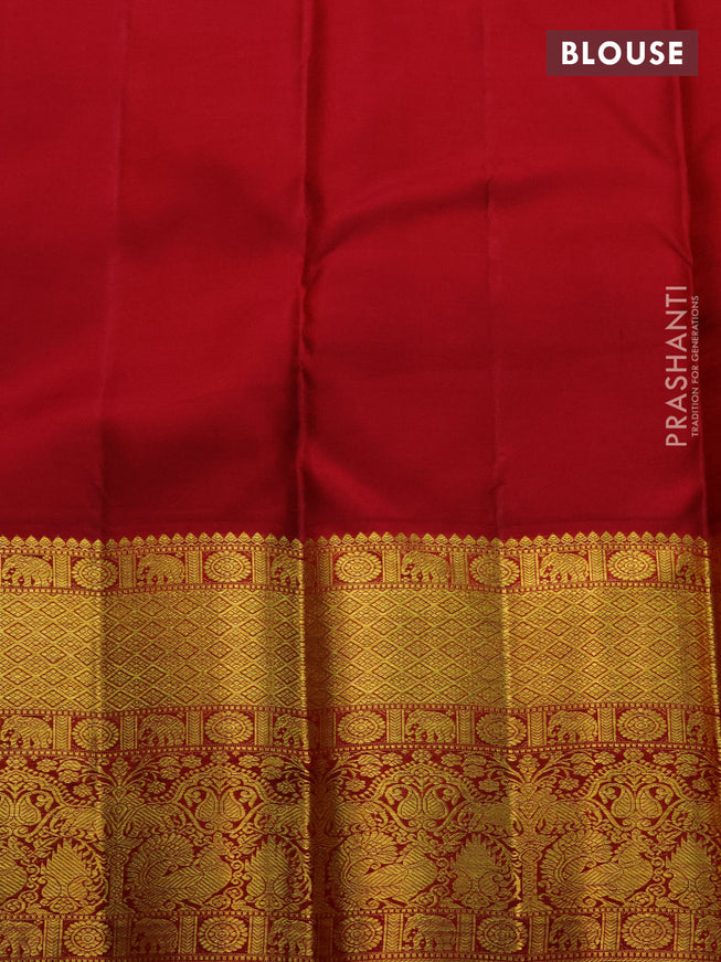 Pure kanchipuram silk saree peach pink and maroon with allover zari woven brocade weaves and zari woven border