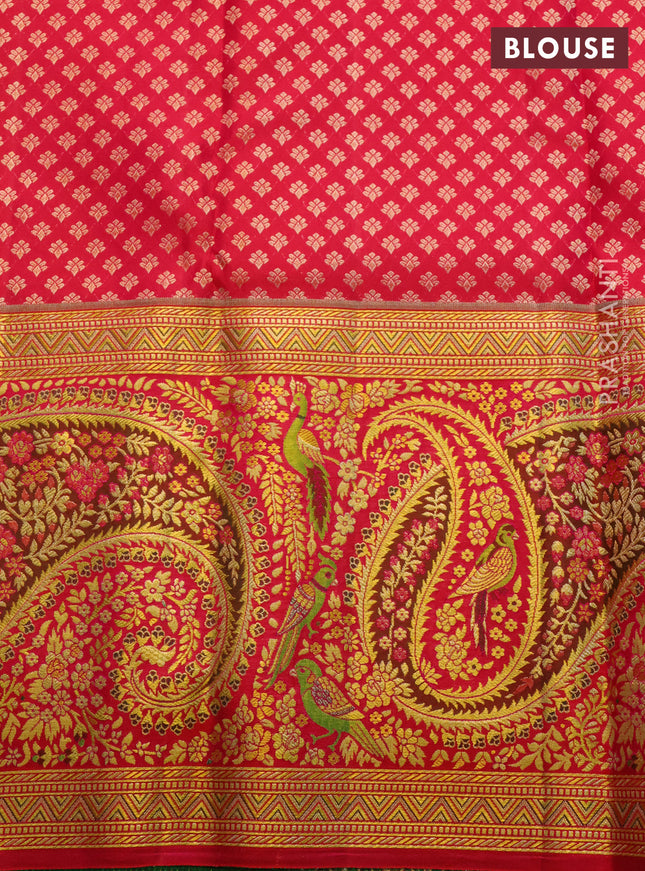 Pure kanchipuram silk saree pastel pink and pink with allover zari woven brocade weaves and long rich zari woven border