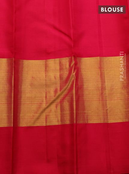 Pure kanchipuram silk saree llight green and pink with allover silver zari woven buttas and long rich zari woven border