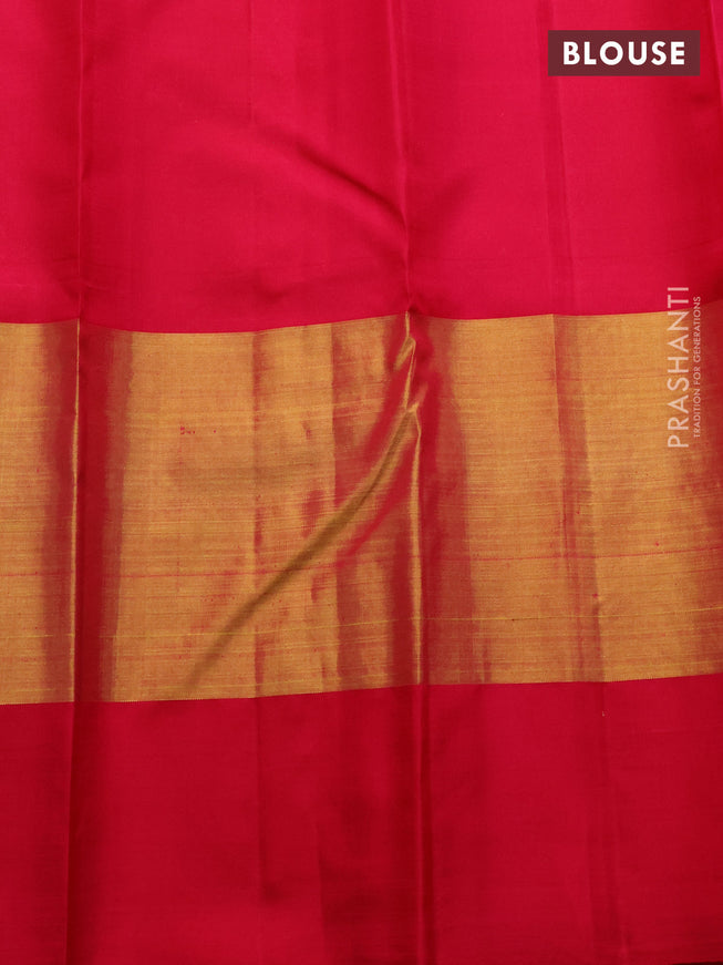 Pure kanchipuram silk saree llight green and pink with allover silver zari woven buttas and long rich zari woven border