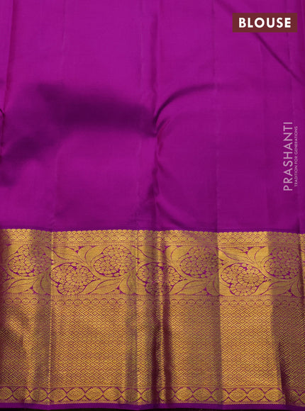 Pure kanchipuram silk saree lavender and purple with allover zari woven brocade weaves and zari woven border