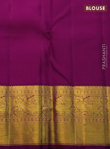 Pure kanchipuram silk saree pastel blue and purple with allover zari woven brocade weaves and zari woven border