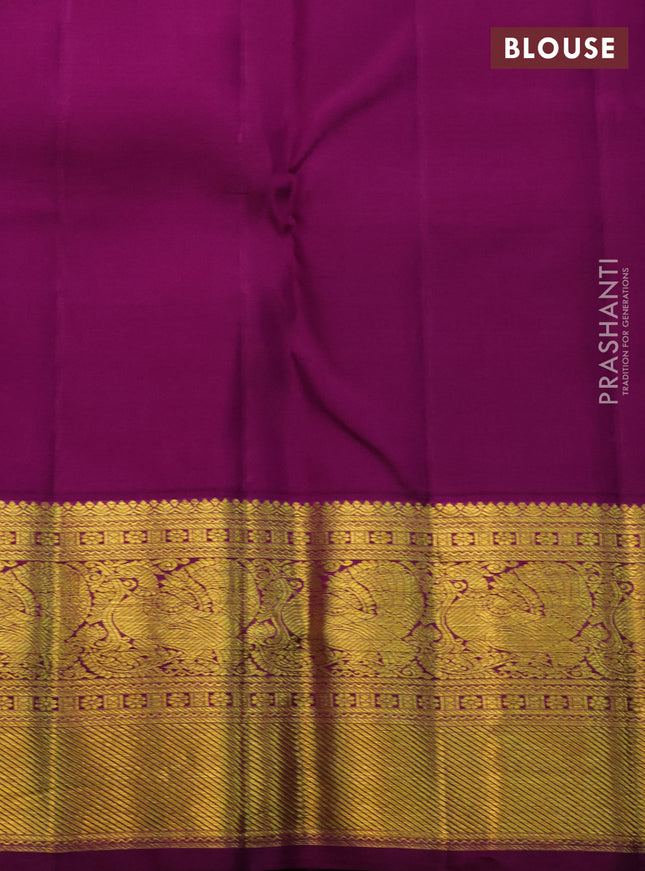 Pure kanchipuram silk saree pastel blue and purple with allover zari woven brocade weaves and zari woven border