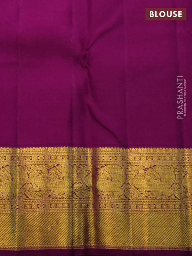 Pure kanchipuram silk saree pastel blue and purple with allover zari woven brocade weaves and zari woven border