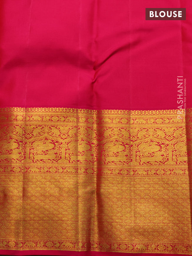 Pure kanchipuram silk saree pista green and pink with allover zari woven brocade weaves and long zari woven border