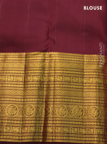 Pure kanchipuram silk saree pastel pink and brown with allover zari checks & buttas and long zari woven border