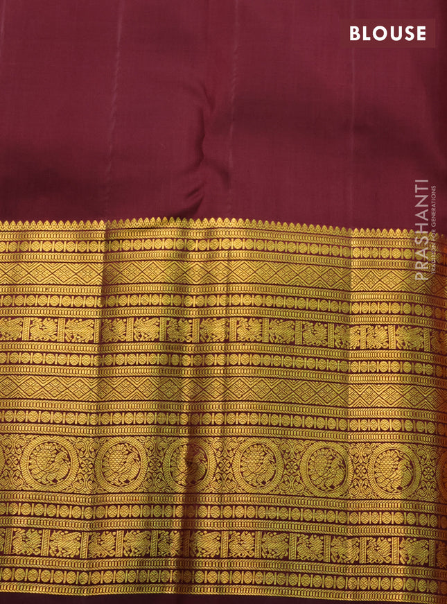 Pure kanchipuram silk saree pastel pink and brown with allover zari checks & buttas and long zari woven border