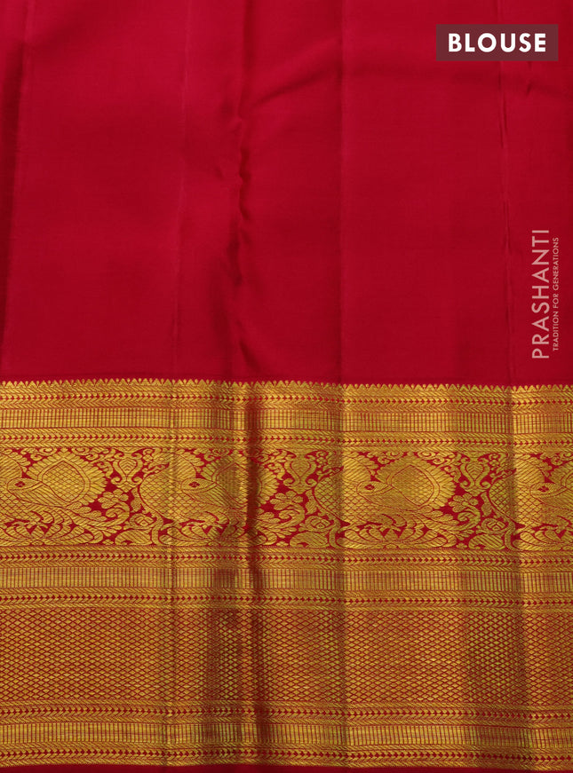 Pure kanchipuram silk saree blue and pink with allover zari woven brocade weaves and long zari woven border