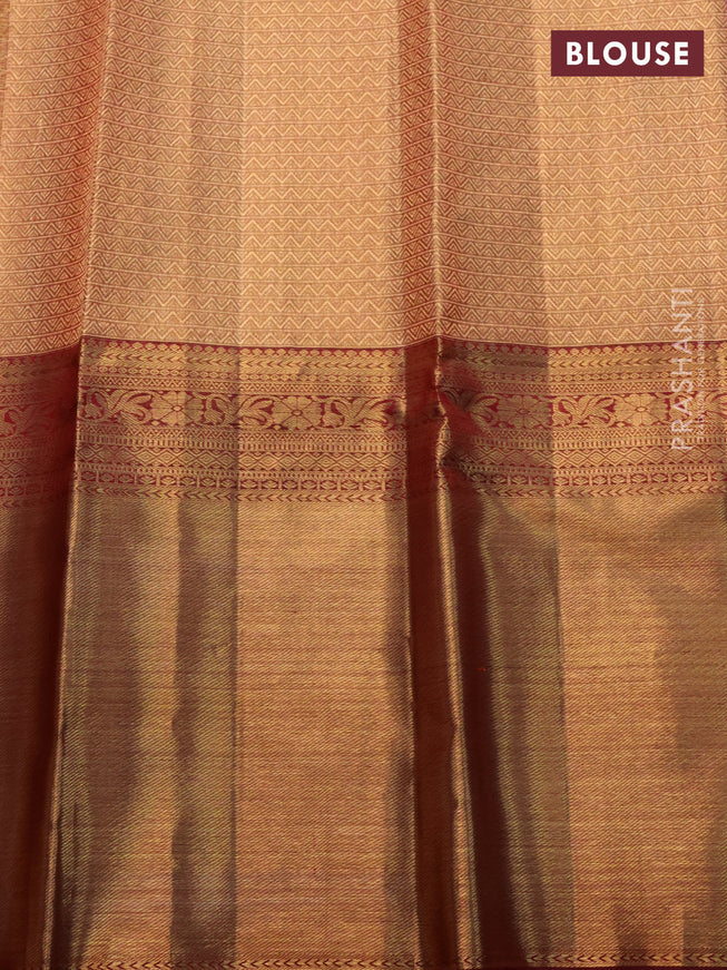 Pure kanchipuram silk saree pink and maroon with allover annam & chakkaram buttas and long rich zari woven border