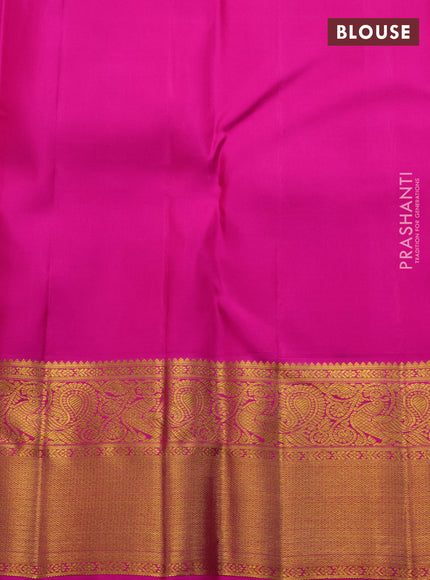 Pure kanchipuram silk saree sandal and pink with allover zari woven brocade weaves and zari woven border