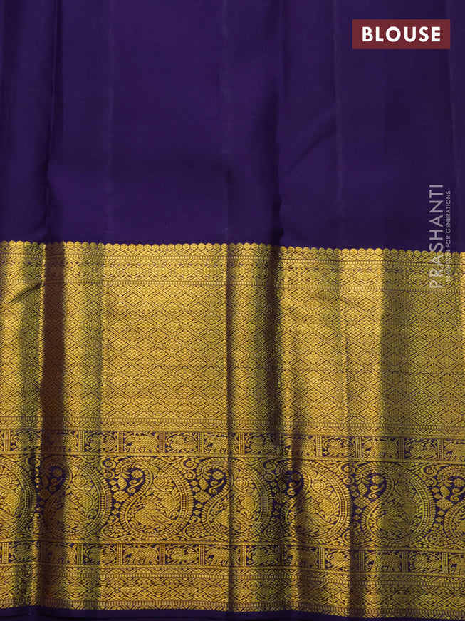Pure kanchipuram silk saree lavender and navy blue with allover zari woven brocade weaves and zari woven border