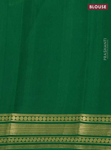 Pure mysore silk saree dark blue and green with plain body and zari woven border
