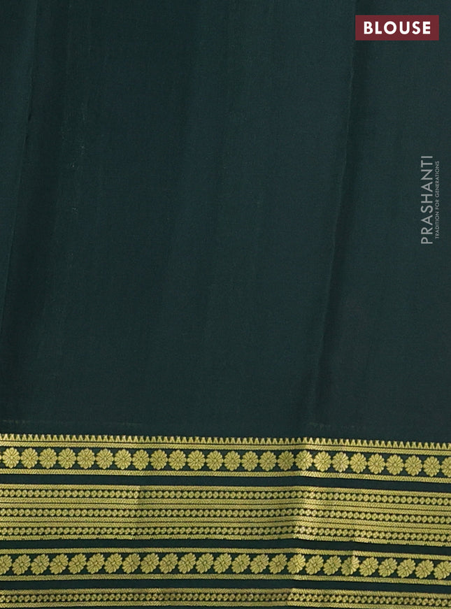 Pure mysore silk saree red and dark green with plain body and zari woven border