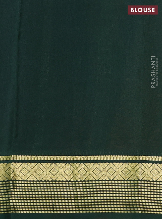Pure mysore silk saree mango yellow and green with plain body and zari woven border