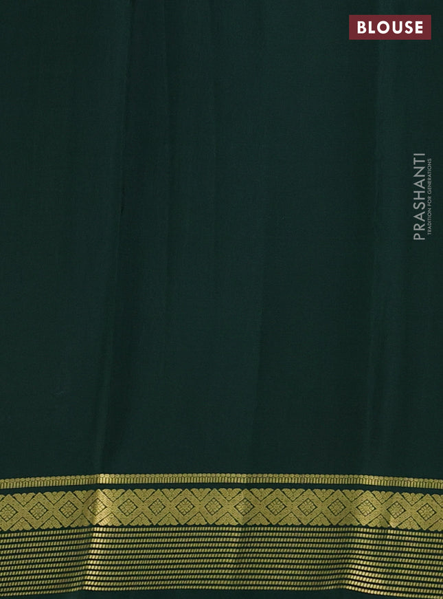 Pure mysore silk saree red and green with plain body and zari woven border