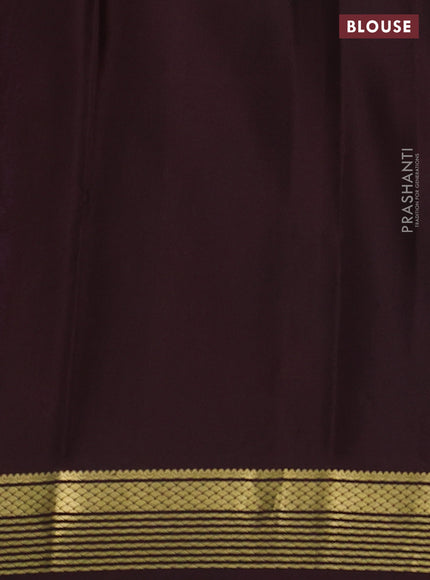 Pure mysore silk saree mild purple and coffee brown with plain body and zari woven border
