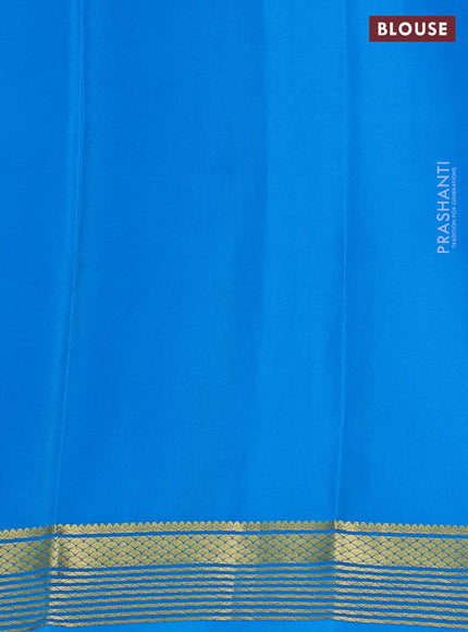 Pure mysore silk saree royal blue and cs blue with plain body and zari woven border