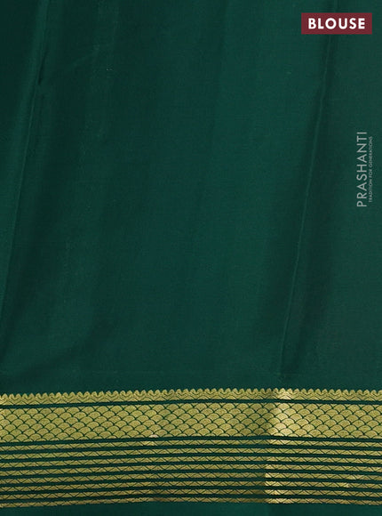 Pure mysore silk saree orange and green with zari woven buttas and zari woven border