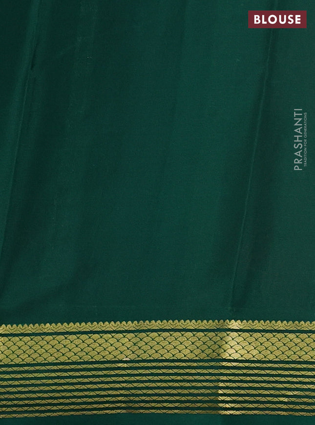 Pure mysore silk saree orange and green with zari woven buttas and zari woven border