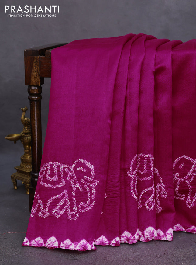 Chiniya silk saree pink with allover bandhani prints