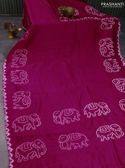 Chiniya silk saree pink with allover bandhani prints
