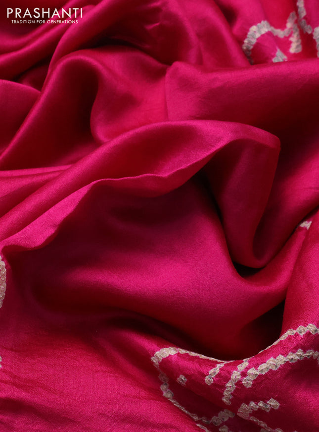 Chiniya silk saree pink with allover bandhani prints