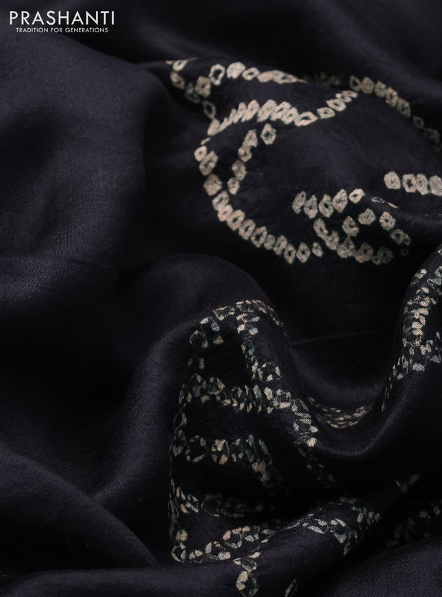 Chiniya silk saree black with allover bandhani prints