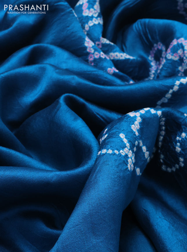 Chiniya silk saree cs blue with allover bandhani prints