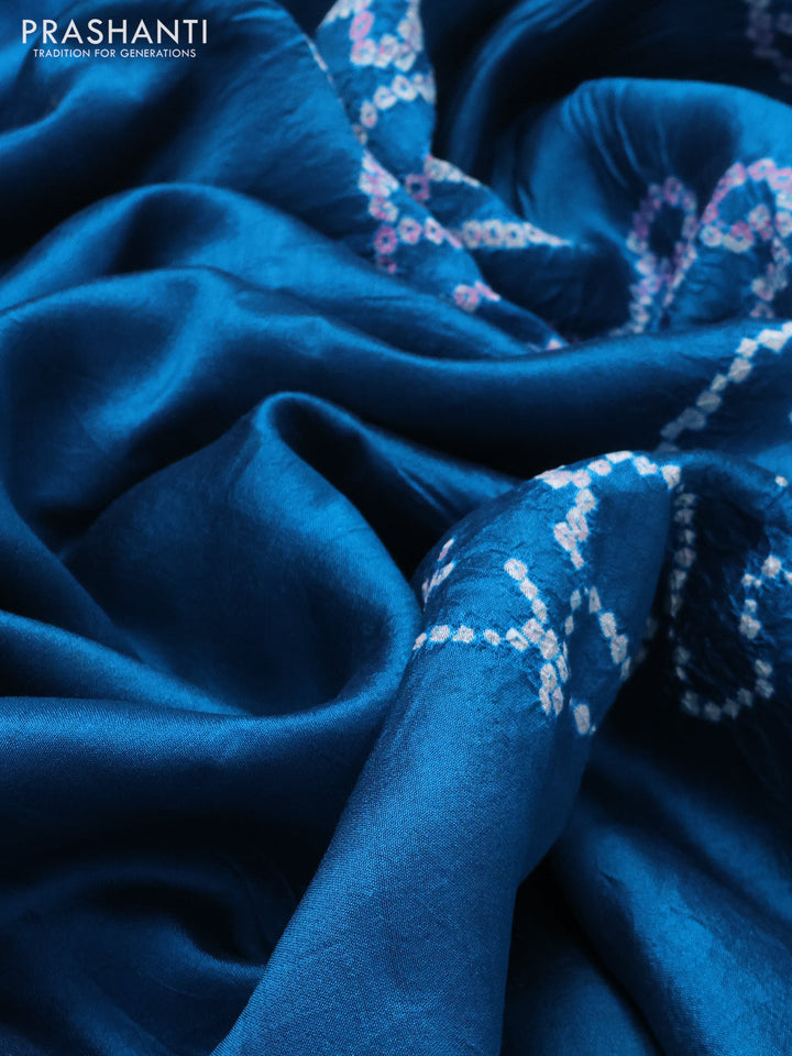 Chiniya silk saree cs blue with allover bandhani prints