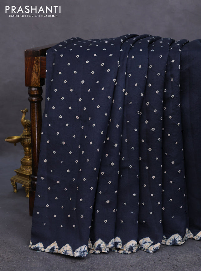 Chiniya silk saree elephant grey with allover bandhani prints