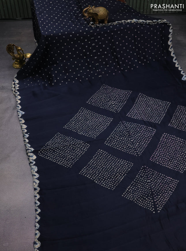 Chiniya silk saree elephant grey with allover bandhani prints