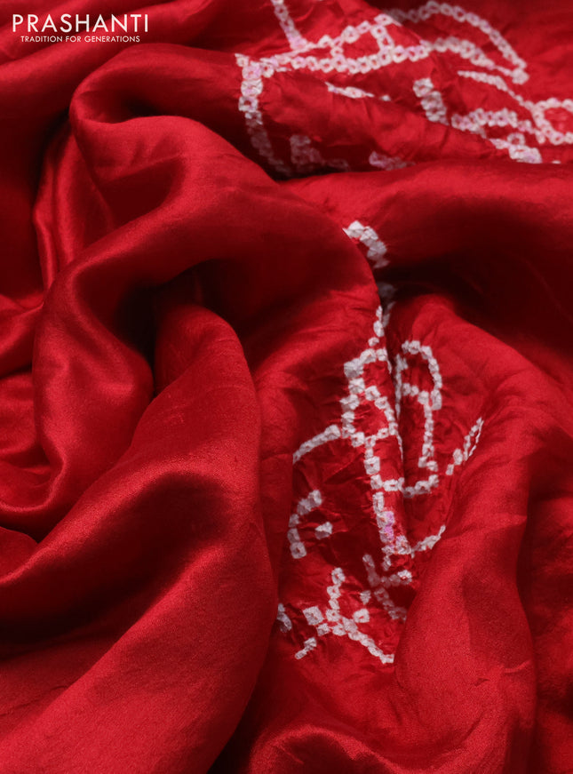 Chiniya silk saree maroon with allover bandhani prints